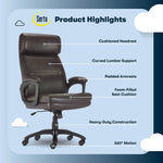 Serta Comfort Big & Tall Ergonomic Bonded Leather Swivel Executive Office Chair, Brown (CHR10131B)