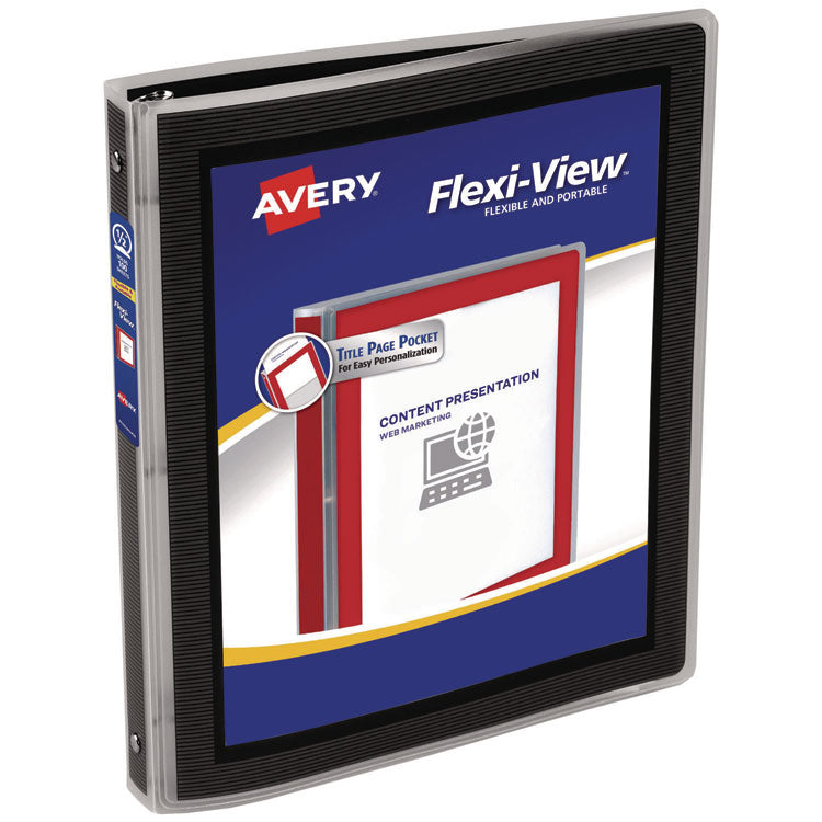 Flexi-View Binder With Round Rings, 3 Rings, 0.5" Capacity, 11 X 8.5, Black