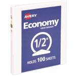 Economy View Binder With Round Rings , 3 Rings, 0.5" Capacity, 11 X 8.5, White, (5706)