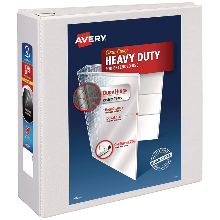 Heavy-Duty View Binder With Durahinge And Locking One Touch Ezd Rings, 3 Rings, 4" Capacity, 11 X 8.5, White