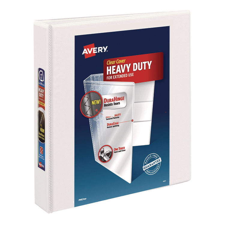 Heavy-Duty View Binder With Durahinge And One Touch Ezd Rings, 3 Rings, 1.5" Capacity, 11 X 8.5, White