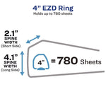 Heavy-Duty Non-View Binder With Durahinge And Locking One Touch Ezd Rings, 3 Rings, 4" Capacity, 11 X 8.5, Red