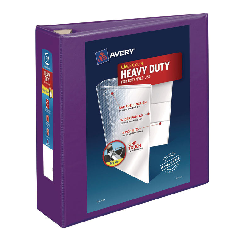 Heavy-Duty View Binder With Durahinge And Locking One Touch Ezd Rings, 3 Rings, 3" Capacity, 11 X 8.5, Purple