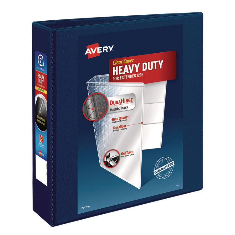 Heavy-Duty View Binder With Durahinge And One Touch Ezd Rings, 3 Rings, 2" Capacity, 11 X 8.5, Navy Blue
