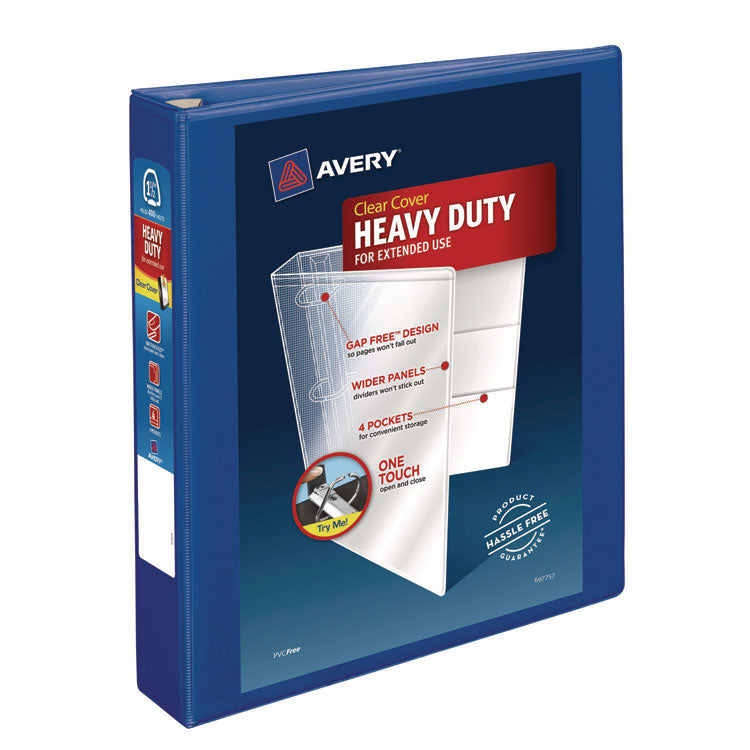 Heavy-Duty View Binder With Durahinge And One Touch Ezd Rings, 3 Rings, 1.5" Capacity, 11 X 8.5, Pacific Blue