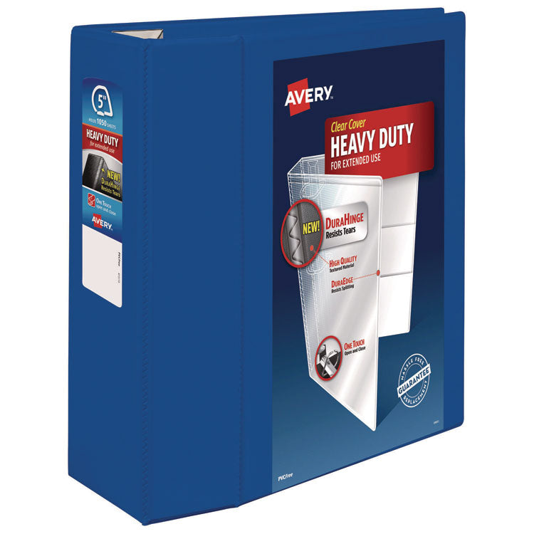 Heavy-Duty View Binder With Durahinge And Locking One Touch Ezd Rings, 3 Rings, 5" Capacity, 11 X 8.5, Pacific Blue