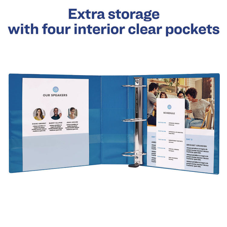 Heavy-Duty View Binder With Durahinge And Locking One Touch Ezd Rings, 3 Rings, 3" Capacity, 11 X 8.5, Pacific Blue