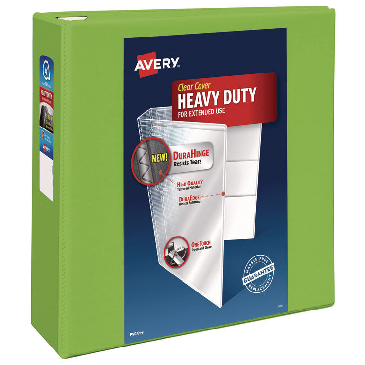 Heavy-Duty View Binder With Durahinge And Locking One Touch Ezd Rings, 3 Rings, 4" Capacity, 11 X 8.5, Chartreuse