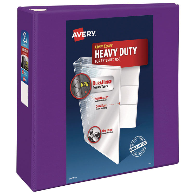 Heavy-Duty View Binder With Durahinge And Locking One Touch Ezd Rings, 3 Rings, 4" Capacity, 11 X 8.5, Purple