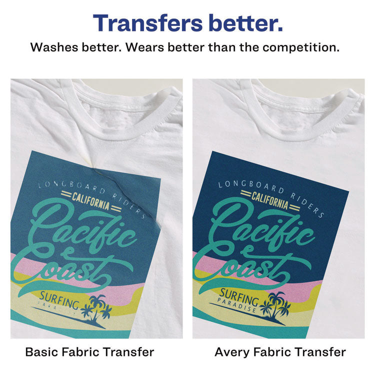 Fabric Transfers for Light-Colored Fabrics, 8.5 x 11, White, 5/Pack