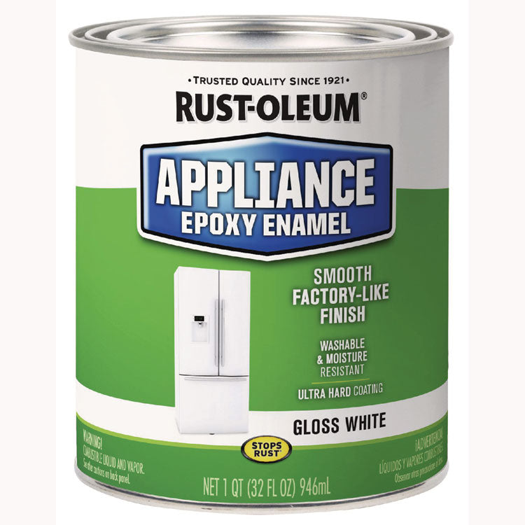 Appliance Epoxy Gloss Paint, Gloss White, 1 qt Bucket/Pail, 2/Carton