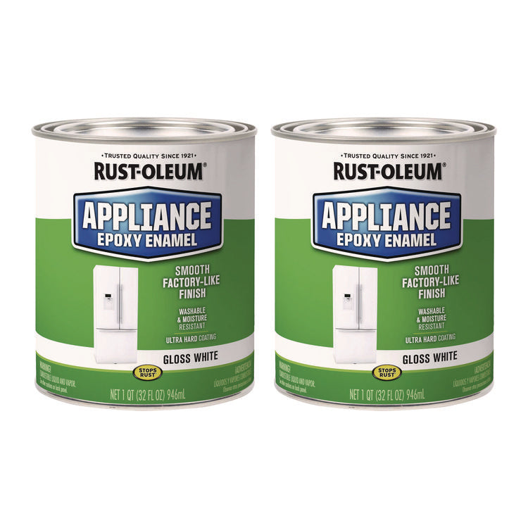Appliance Epoxy Gloss Paint, Gloss White, 1 qt Bucket/Pail, 2/Carton