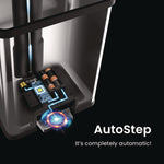 Step Pedal-Sensor Trash Can, 13 gal, Plastic/Stainless Steel, Silver/White