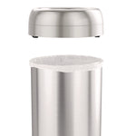 Open Top Trash Can with Wheels, Round, 16 gal, Plastic/Stainless Steel, Silver