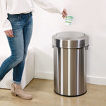 Swing Top Trash Can, 17 gal, Stainless Steel, Silver