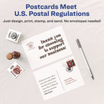 Printable Postcards, Laser, 80 lb, 4 x 6, Matte White, 100 Cards, 2/Cards/Sheet, 50 Sheets/Box