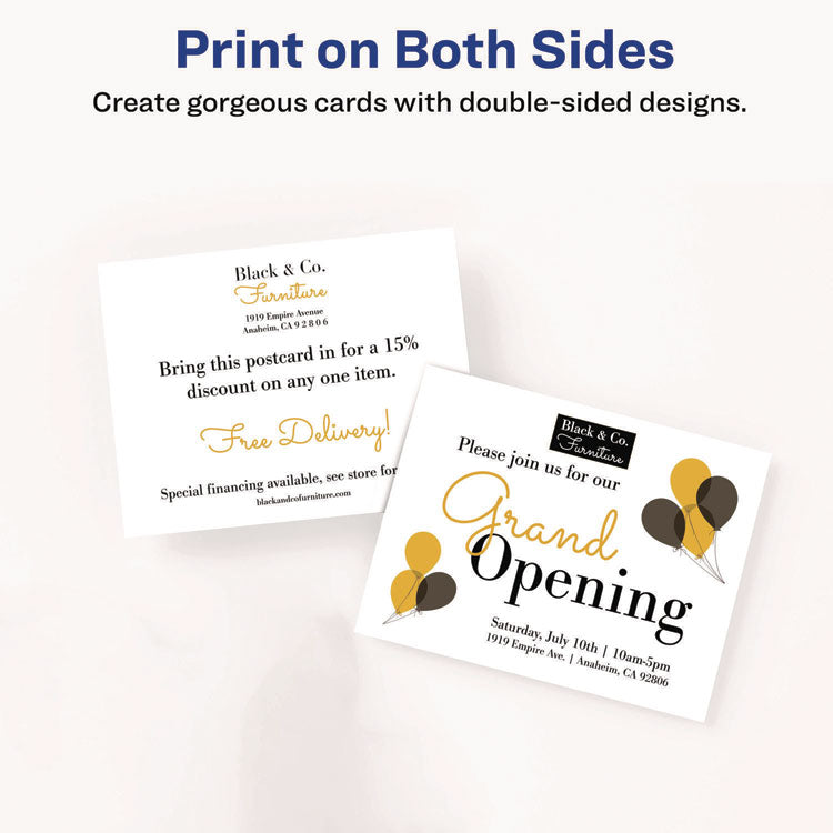 Printable Postcards, Laser, 80 lb, 4.25 x 5.5, Matte White, 200 Cards, 4 Cards/Sheet, 50 Sheets/Box