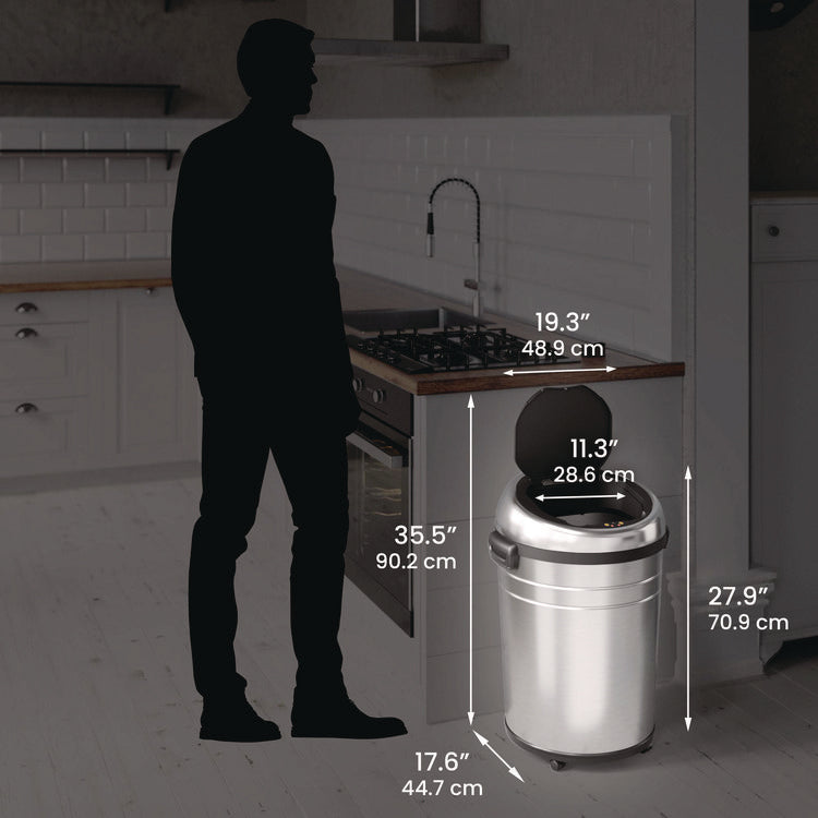Extra-Large Sensor Trash Can with Wheels, 18 gal, Plastic/Stainless Steel