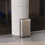 Open Top Trash Can with Wheels, 18 gal, Plastic Stainless Steel, Silver