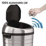 Extra-Large Sensor Trash Can with Wheels, 18 gal, Plastic/Stainless Steel