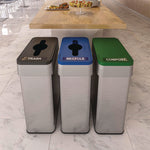 Open Top Compost Bin with Color-Coded Lid, 21 gal, Plastic/Stainless Steel, Silver/Green