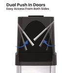 Dual Push Door Trash Can, 24 gal, Stainless Steel, Silver/Black
