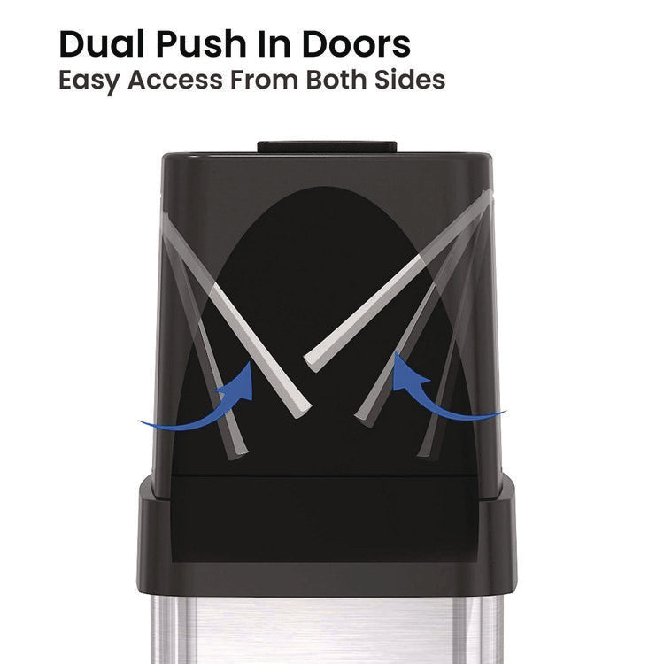 Dual Push Door Trash Can, 24 gal, Stainless Steel, Silver/Black