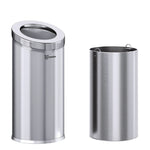 Beveled Open Top Trash Can, 15 gal, Stainless Steel, Silver