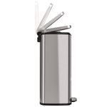 Step Pedal Trash Can, 13 gal, Plastic/Stainless Steel, Silver