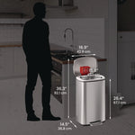 Step Pedal Trash Can, 13 gal, Plastic/Stainless Steel, Silver
