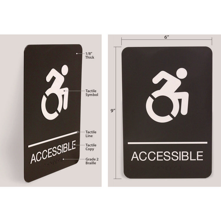 ADA Sign, Accessible, 6 x 9, Black Face, White Graphics