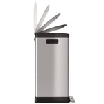 Step Pedal Trash Can and Recycle Bin, 16 gal, Plastic/Stainless Steel, Silver