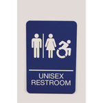 ADA Sign, Unisex Restroom, 6 x 9, Blue Face, White Graphics