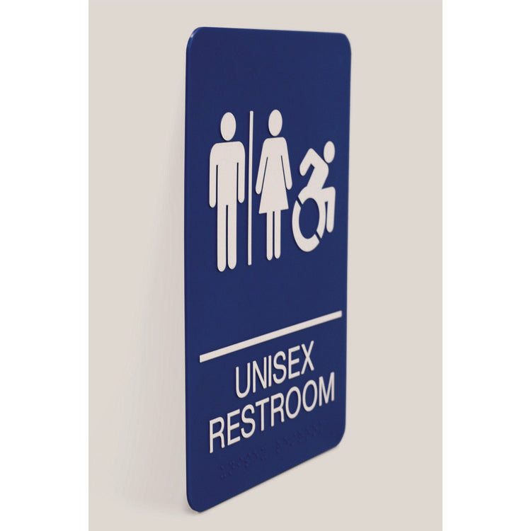ADA Sign, Unisex Restroom, 6 x 9, Blue Face, White Graphics