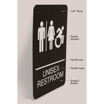 ADA Sign, Unisex Restroom, 6 x 9, Black Face, White Graphics