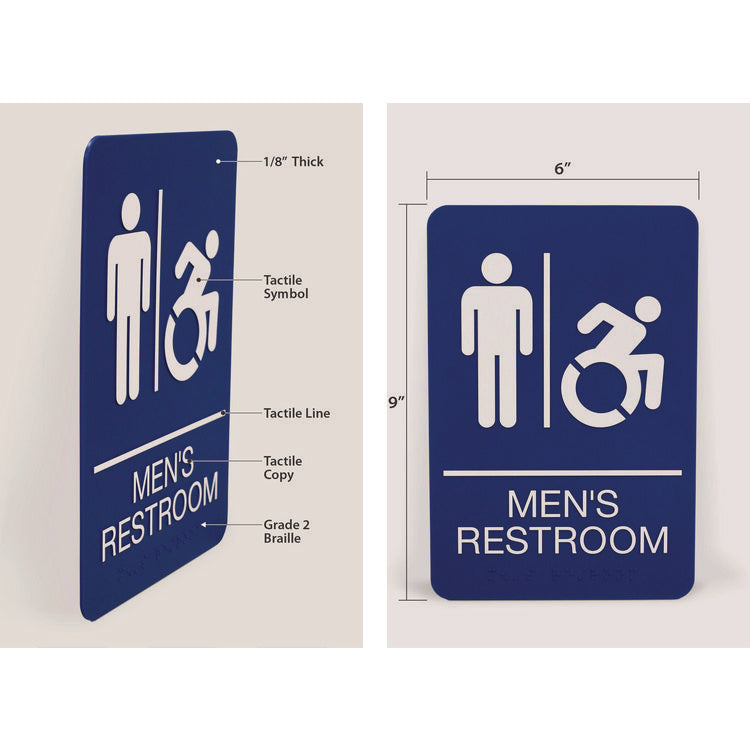 ADA Sign, Men's Restroom, 6 x 9, Blue Face, White Graphics