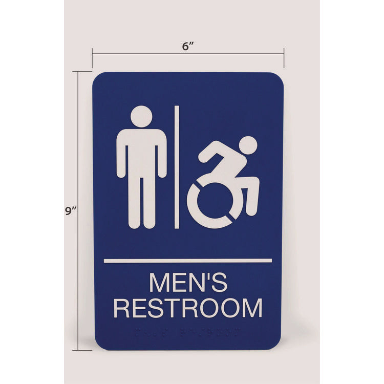 ADA Sign, Men's Restroom, 6 x 9, Blue Face, White Graphics