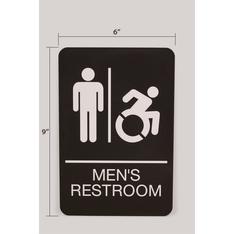 ADA Sign, Men's Restroom, 6 x 9, Black Face, White Graphics
