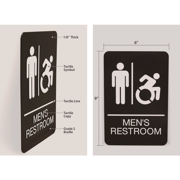 ADA Sign, Men's Restroom, 6 x 9, Black Face, White Graphics