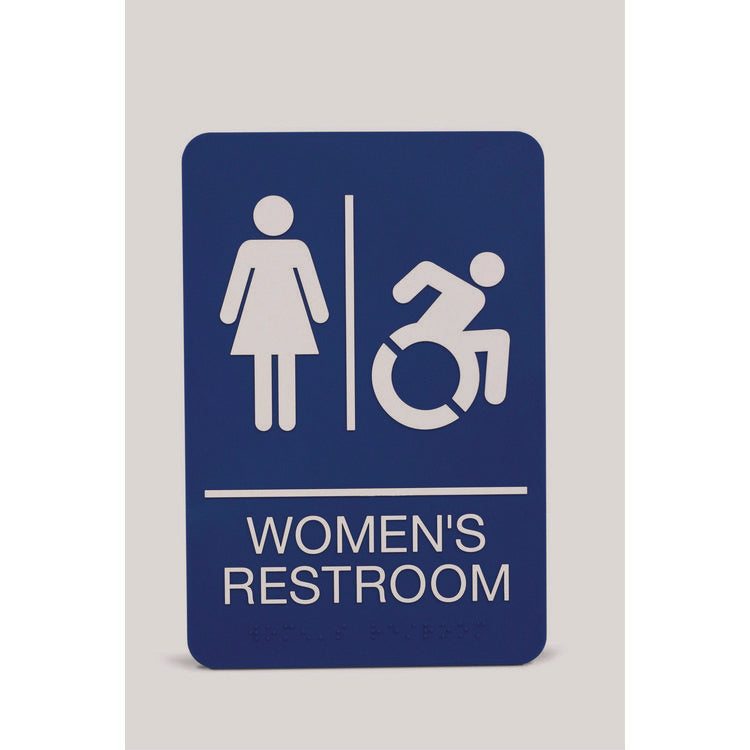 ADA Sign, Women's Restroom, 6 x 9, Blue Face, White Graphics