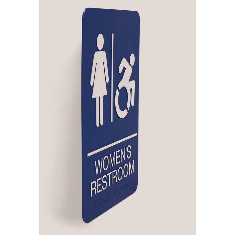 ADA Sign, Women's Restroom, 6 x 9, Blue Face, White Graphics