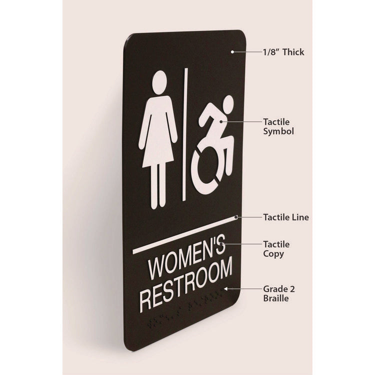ADA Sign, Women's Restroom, 6 x 9, Black Face, White Graphics