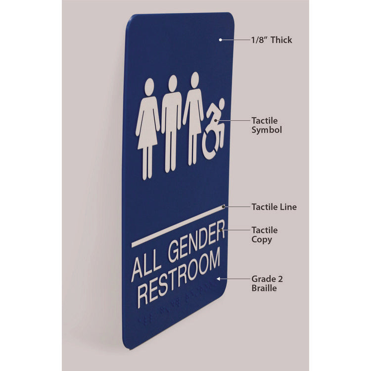 ADA Sign, All Gender Restroom, 6 x 9, Blue Face, White Graphics
