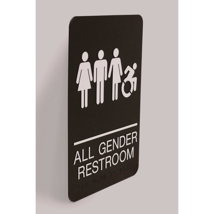 ADA Sign, All Gender Restroom, 6 x 9, Black Face, White Graphics