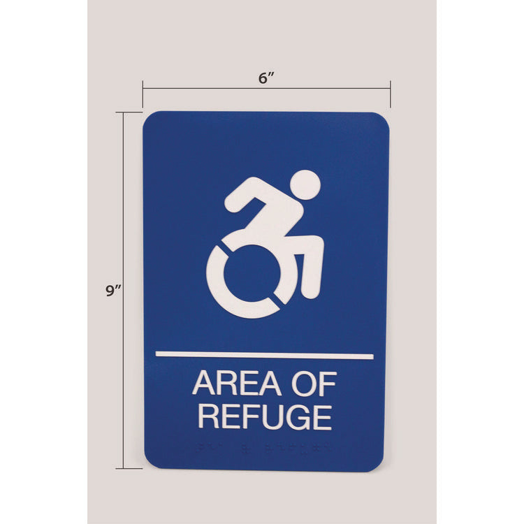 ADA Sign, Area of Refuge, 6 x 9, Blue Face, White Graphics