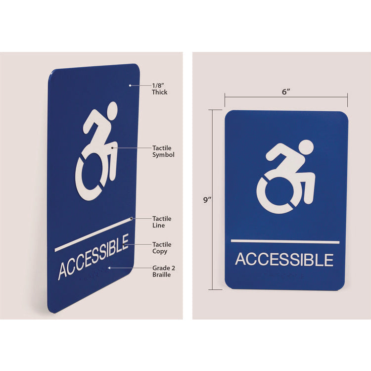 ADA Sign, Accessible, 6 x 9, Blue Face, White Graphics