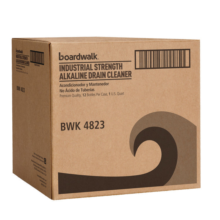 Industrial Strength Alkaline Drain Cleaner and Clog Remover, 32 oz Bottle, 12/Carton