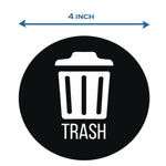 Vinyl Decals, Trash, 4" Diameter, Black/White, 3/Pack