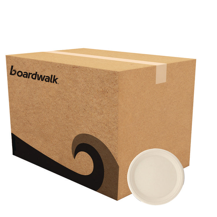 Bagasse PFAS-Free Dinnerware, Plate, Sugarcane, 10" dia, Tan, 500/Carton