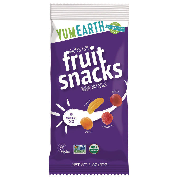 Organic Fruit Snacks, Assorted Flavors, 2 oz Bag, 12/Carton